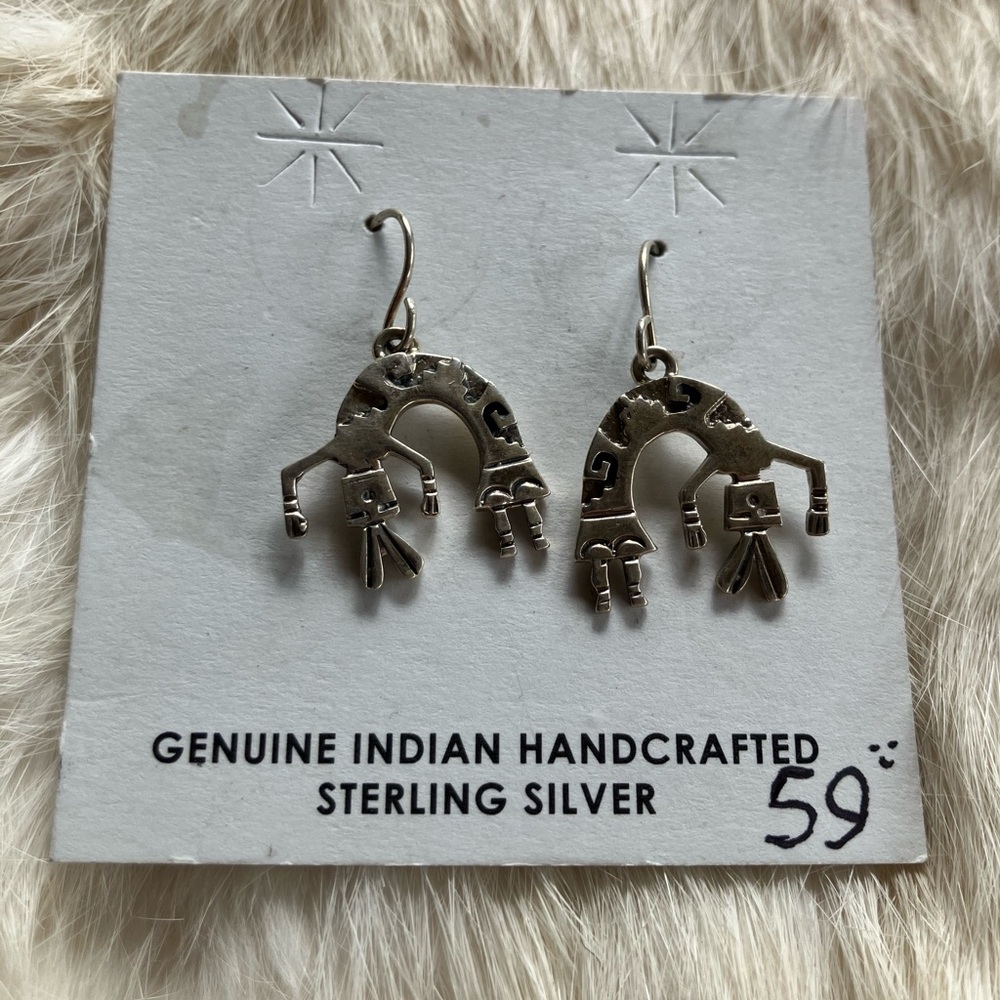 Sterling Silver Handcrafted Native Kokopelli Earrings